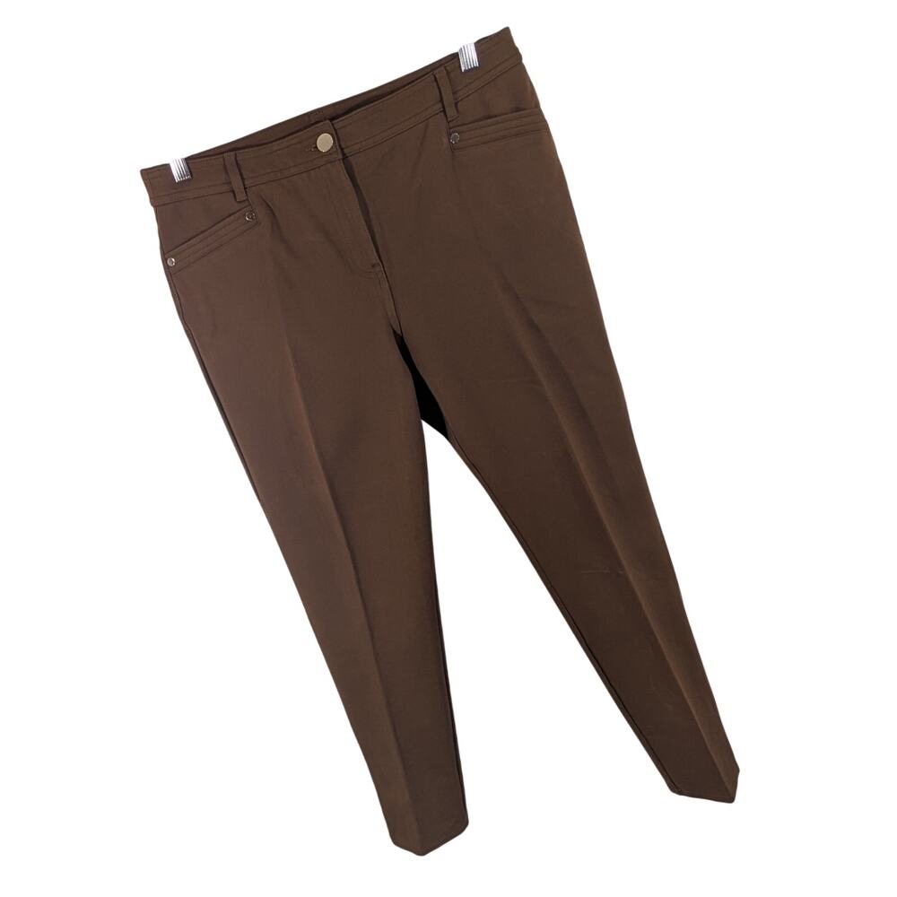 CHICO'S! RICH PECAN BROWN "ULTRA SLIMMING" STRETCH & COMPRESS PANTS! SIZE 8P